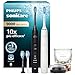 Philips Sonicare DiamondClean 9000 spazzolino elettrico, confezione doppia, spazzolino sonico con app, sensore di pressione, 4 modalità di pulizia, bicchiere di ricarica, nero e oro rosa, HX9914/61
