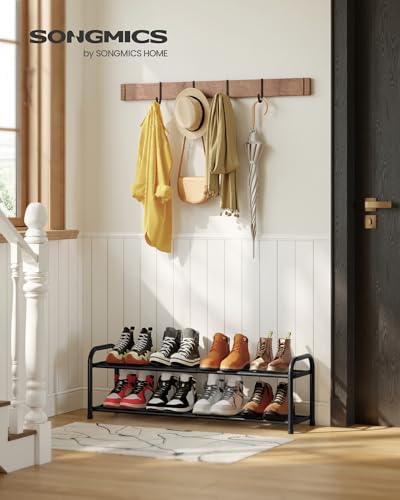 Image of SONGMICS Expandable Shoe Rack, Adjustable Shoe Organizer Storage Shelf, Sturdy and Heavy-Duty, for Closet, Entryway, Living Room, 2-Tier, Ink Black ULMR026BD01