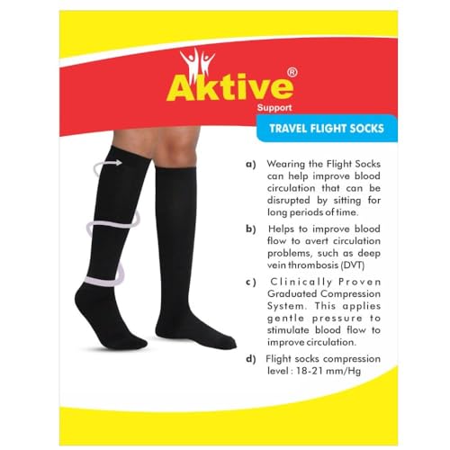 Image of Medical Grade Travel Flight Socks | Graduated Compression 18-21 mmHg at Ankle | Relieves Tired and Aching Legs, Pain and Swellings (Medium)