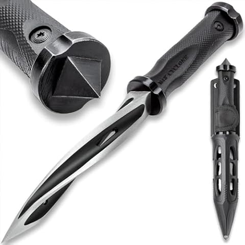 M48 Spiral Boot Knife | 5 3/4" Tri-Edged Cast Stainless Steel Blade | Vortec Belt Sheath Included | Glass Breaker Pommel | Durable Ergonomic Handle | 10 1/2" Overall Cover