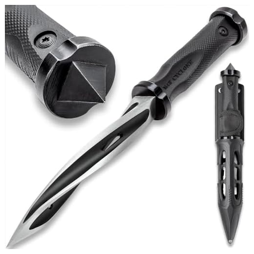 M48 Limited Edition Cyclone Boot Knife with Custom Vortec Sheath - Tri-Edged 5 3/4" Cast Stainless Steel Blade, Reinforced Nylon Handle - Tactical Twist on a Dagger - 10 1/2" Overall