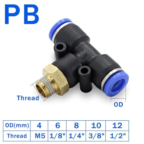 Conector rápido de conector neumático PB T repara sistemas aire comprimido rosca 1/4 4