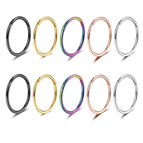 Nose Rings Hoops 10Pcs 20G 18G 8Mm 316L Surgical Steel Cartilage Hoop Earrings #TOP10