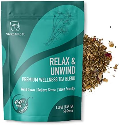 Organic Chamomile Tea - Calming Herbal Sleep Tea with Passion Flower, Spearmint, Lemon Balm and Lavender - Non-GMO Mint Tea - Relax & Unwind by Steep Into It (1.7 Ounce)