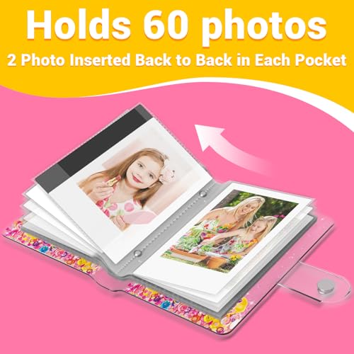 Small Photo Album 2x3 for Instax Mini Series Instant Film, 3 Inch Mini Photo Album for Polaroid Snap, SocialMatic Instant Cameras & Zip Printer, Gift for 3~10 Year Old Girl(Holds 60 photos) - Image 2