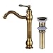 Produktbild MEIBATH Badezimmer Waschbecken Mischbatterien Einhand Arbeitsplatte Wasserhahn Vessel Tap + Sink Pop up Drain (mit Überlauf) Antik Messing Wasserhahn Badarmatur Waschtischarmaturen