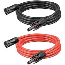 10 AWG Solar Extension Cable 5FT Black + 5FT Red, 10 Gauge Solar Panel Wire Male to Female Tinned Copper Wire for Solar Panel, Automotive, RV, Boat, Outdoors