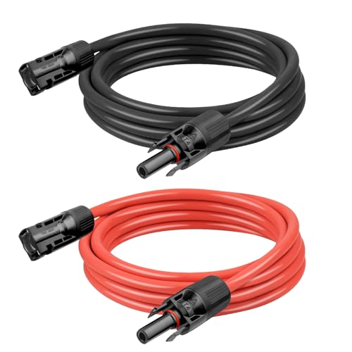 Kimbluth 10 AWG Solar Extension Cable 5FT Black + 5FT Red, Ultra Solar Panel Wire Male to Female Tinned Copper Wire for Solar Panel, Automotive, RV, Boat, Outdoors