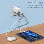 USB Charger Block, Wall Plug in USB Charging Blocks, Fast Charging Multiport Wall Charger Power Adapter for Mobile Phone 15/14/13/12/11/10 Pro and More【3-Port Charger 】