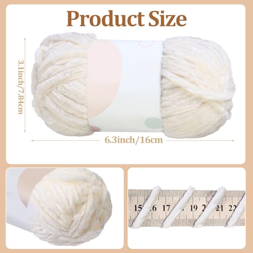 Image of Xinnun 12 Skeins 1116 Yards Chenille Velvet Soft Thick Plush Yarn Bulk for Crocheting Knitting Blanket DIY Weaving Craft, 6mm, 3.5 Oz /Skein(Elegant Color)