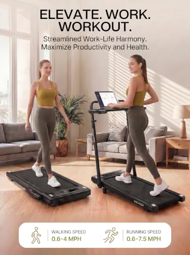 Image of ANCHEER Treadmill with 12% /15% Incline, Folding Walking Pad with Handle Bar, 320-450lb Capacity Under Desk Foldable 3.5HP Treadmills for Home /Office /Gym,Installation-Free