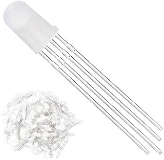 Youmile Lot 100 Pack 5mm Tri-Color 4 PIN Common Anode RED BLUE RGB LED Light Emitting Diode
