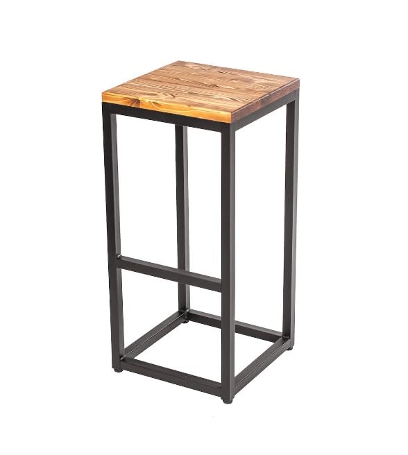 INDIAN DECOR RW38569 Bar Stool/Breakfast Stool/High Stool Modern Shape Seat Metal Structure and Wooden Seat -Coffee Shop -Kitchen - Restaurant -Bar - Home Etc. Metal Bar Chair - Black