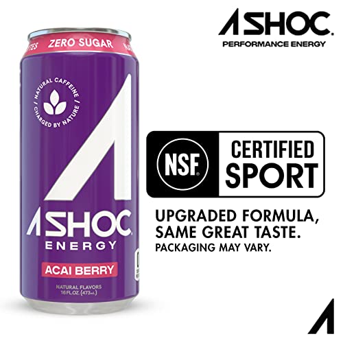 A Shoc Performance Energy Drink, Acai Berry, 16 Ounce Can, Natural Energy Blend, Bcaas, Ocean Mineral Electrolytes, And No Chemical Preservatives, 12-Pack #TOP1