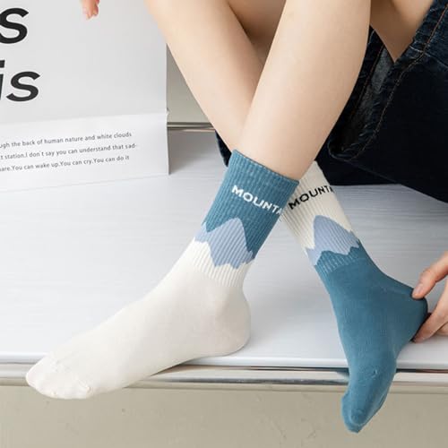 4 Pairs Cotton Fashion Athletics Retro Cute Striped Crew Socks for Women4