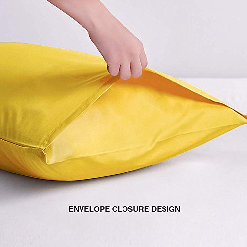 FLXXIE Microfiber Pillow Cases Standard Size, Soft Pillowcases with Envelope Closure, Wrinkle, Stain Resistant Pillow Covers, 20x26, Yellow
