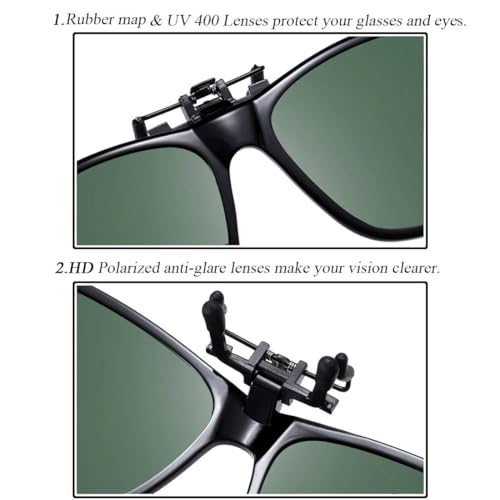 Image of Polarized Clip-on Sunglasses Anti-Glare UV Protection Driving Sun Glasses Over Prescription Glasses