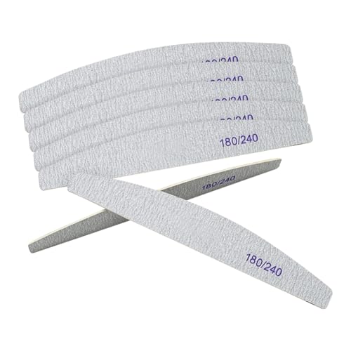 20 limas de uñas finas, grandes tablas de esmeril de uñas de doble cara, lima de uñas profesional, herramienta de manicura y pedicura con grano 180 o 240 para el hogar, color gris 2