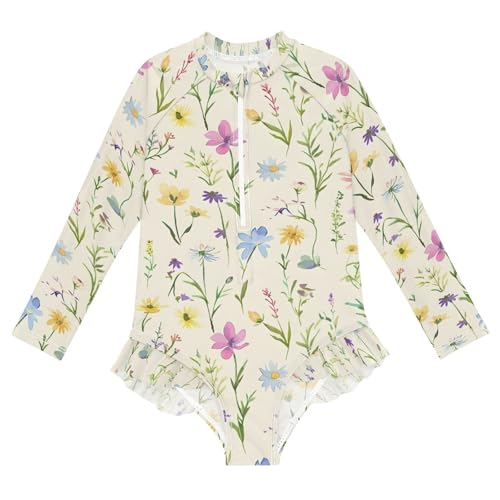 Girls One Piece Swimsuits Long Sleeve Swimsuit Zipper Bathing Suits Swimwear