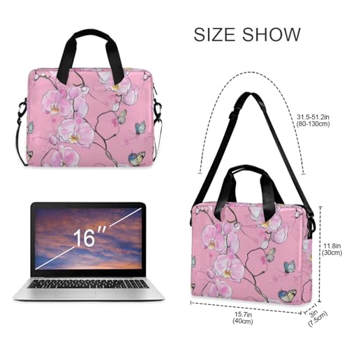Funda para portátil 15.6 pulgadas con correa rosa floral miniatura 5