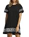 Floerns Women's Embroidered Short Sleeve Casual Shirt Swing Dress Black L