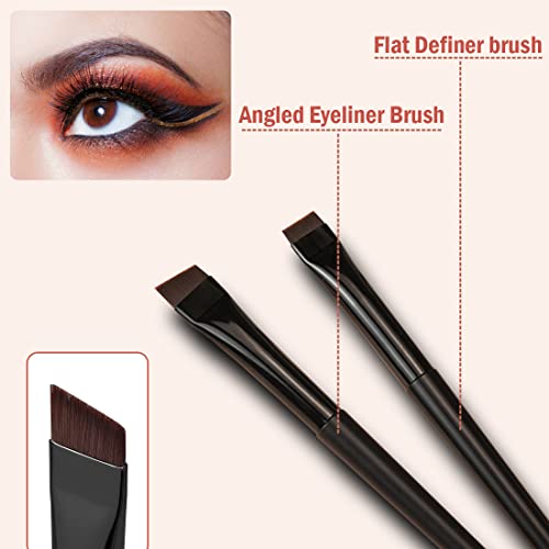 Rytrre 7 Pcs Eyeliner Brush, Professional Eye Liner Makeup Brushes, Angled Flat Definer Ultra Fine Bent Pencil Point Eyeliner Brushes For Precision Liner #TOP1