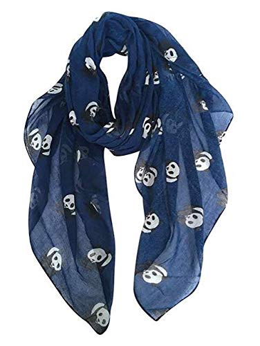 London Scarfs Ladies Women s Panda Print Scarf Wraps Shawl Soft Scarves (Navy Blue)