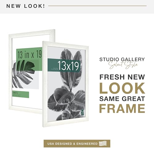 MCS Studio Gallery 13x19 Picture Frame White Woodgrain, Rectangle Photo Frame for Photos, Posters & Art Prints (1-Pack)
