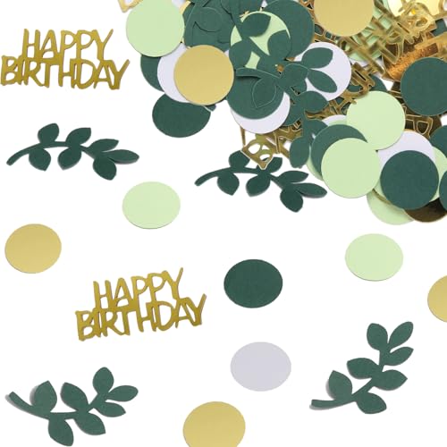 Happy Birthday Konfetti Geburtstag, Tischdeko Geburtstag Grün Gold, Goldene Confetti Geburtstagsdeko Tisch, Streudeko Geburtstage Frau Mann, Luftschlangen Deko Birth