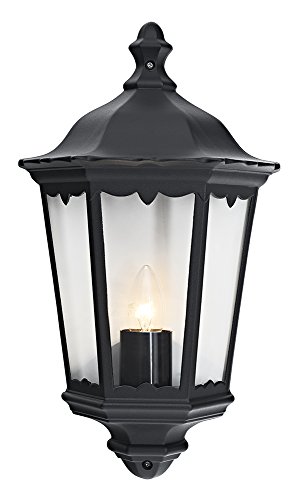 Image of Happy Homewares Traditional Black Cast Aluminium Outdoor Lantern Wall Light