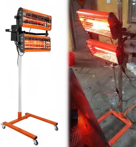 Image of 2x1000W Car Infrared Paint Heating Heater Lamp Spray/Baking Workshop Curing Lamp w/Stand Heatlamp Dryer light Spray Baking Booth Heat Light Heater Bodywork Repair Heater Dryer