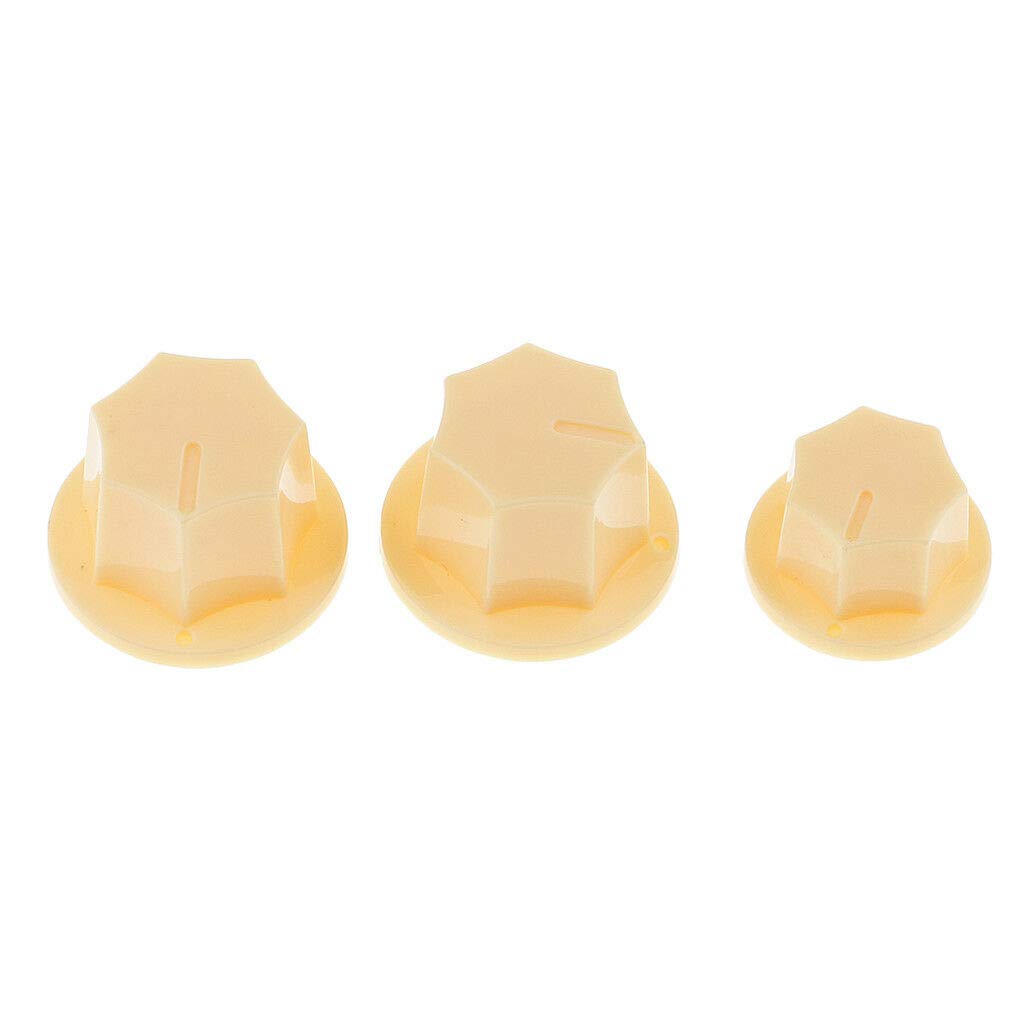 Guitar Parts for 3PCS Plastic Tone Control Knobs for Fender Jazz Bass Accessory DIY Beige