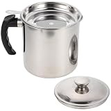LIFKICH Fettsieb aus Edelstahl mit Ölbehälter 3l zum Einfachen Abseihen und Öl speichern für Kochen und Küche in Silber