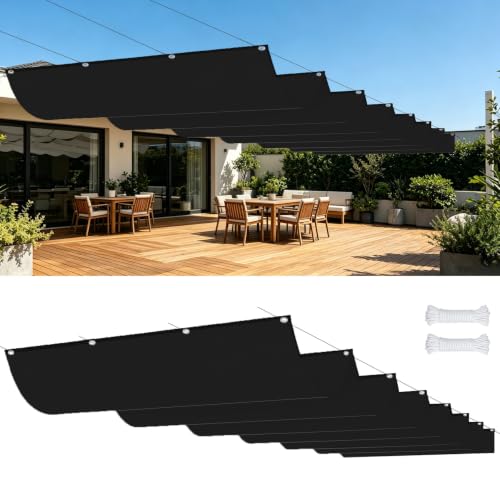Toile d'ombrage rétractable 2x3.6m protection solaire noire