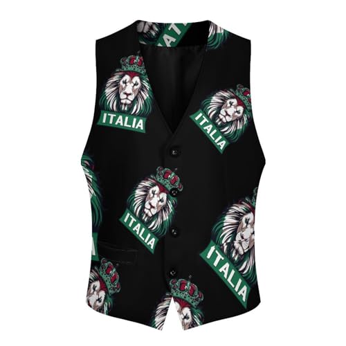 Lion Italy Italian Flag Mens Slim Fit Suit Vest Dress Waistcoat Casual Business Vest4