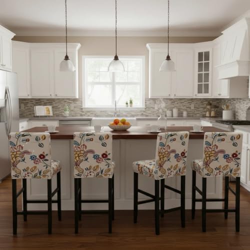 Image of Bar Stool Covers Counter Chair Slipcovers Set of 4,Color 03 | Stretch Barstool Seat Covers,Washable Removable Pub Tall Stool Slipcover,Bar Chair Cover for Kitchen Dining Room Cafe