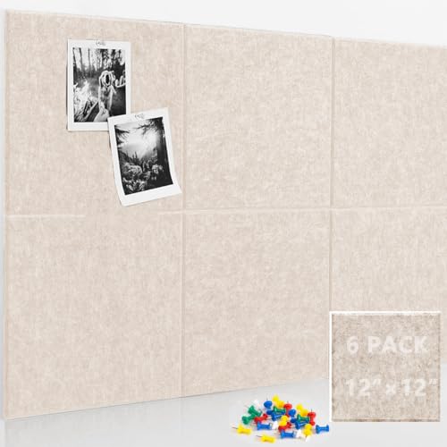 STERIX Cork Board Felt Bulletin Board 6 Pack Removable Felt Cork Board Tiles with Push Pins Decorative Picture Framed Display Board for School Home Kitchen & Office Walls90cm60cm