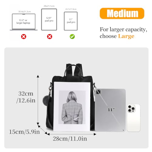 Image of PINCNEL Women Backpack Purse Waterproof Nylon Anti-theft Rucksack Lightweight Shoulder Bag