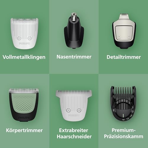 PHILIPS Multigroom 7000 für Herren - All-in-One 19-teiliger Barttrimmer und Haarschneider für Gesicht, Kopf und Körper, selbstschärfende Klingen, 26 Längeneinstellungen (0,5-20 mm), MG7962/30