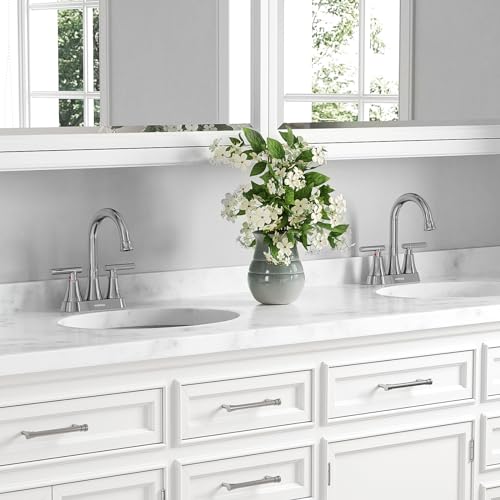 Bathroom Faucets for Sink 3 Hole, Hurran 4 inch Chrome Bathroom Sink Faucet with Pop-up Drain and Supply Hoses, Stainless Steel Lead-Free Centerset Utility Faucet for Vanity RV, 2 Pack - Thumbnail 7