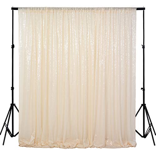 Fondo fotográfico con lentejuelas 4FT x 6FT color marfil miniatura 1