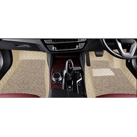 Image of NEXTA 7D Premium Faux Leather Custom Fitted Car Floor Mats for Tata Hexa 7 Seater II Double Stitching II 7 Layer Protection II 100% Waterproof & Washable - (Beige)