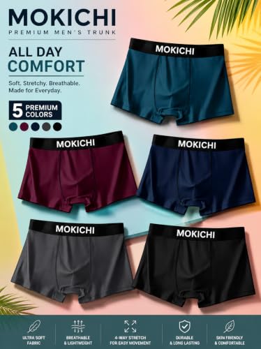 Image of Men's Boxer Briefs for Men Pack of 5 | Soft Stretchable Trunks with Elastic Waistband | Comfortable Breathable Innerwear, Sports & Gym