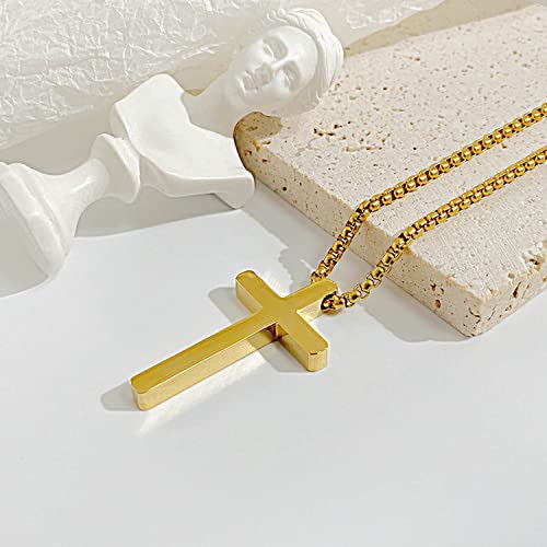 Image of Peora Stainless Steel Christian Cross Pendant Chain Necklace Stylish Jewellery Gift for Men & Women (PX9P48)