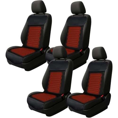 ZONETECH Car Seat Cover, Black Leather Seat Covers for Cars,