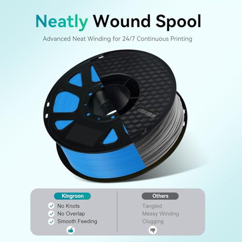 Image of Kingroon 10kg PLA 3D Printer Filament Bundle, Neatly Wound PLA Filament 1.75mm ±0.02mm, 1kg per Spool, 10 Pack (Black+Grey+White+Light Apricot+Wood Color+Red+Green+Blue+Orange+Yellow)