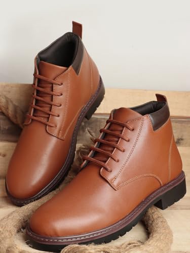 Image of Carlton London Men's Ankle Lace-Up Round Toe Comfortable Boot