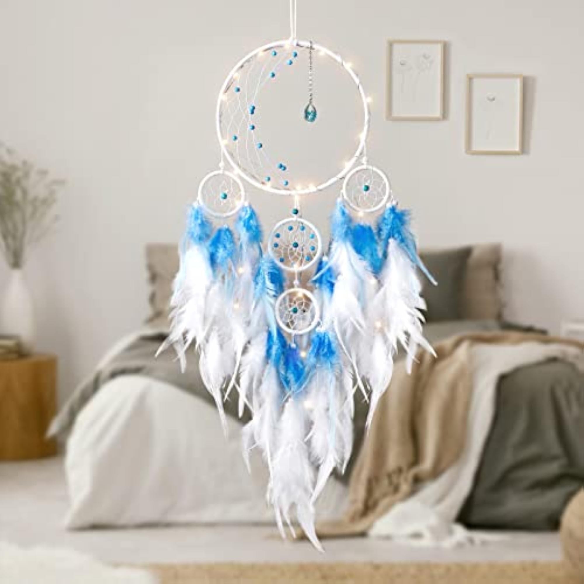 LED Light Up Dream Catcher Half Circle Moon Decor