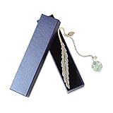 Exquisites Design: Goldenes Feder-Lesezeichen Mit und zeitlosen Blumenglaskugel-Anhängern, genau wie klassische und stilvolle Kunstwerke.