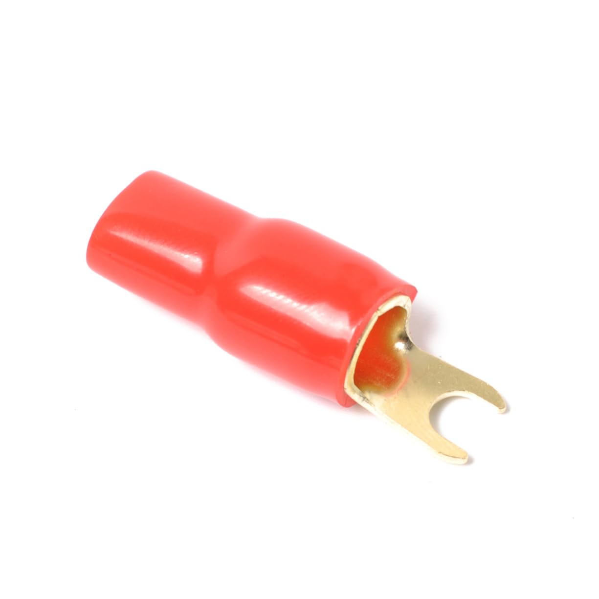 KICHOUSE 2 Pairs Spade Terminal Speaker Wire Connectors Crimp Barrier Spades Copper Spade 8ga Terminal Spade Fork Adapters Crimp Terminals